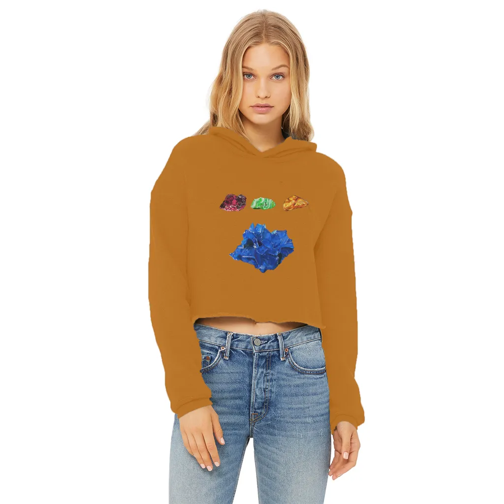Minerals Ladies Cropped Raw Edge Hoodie