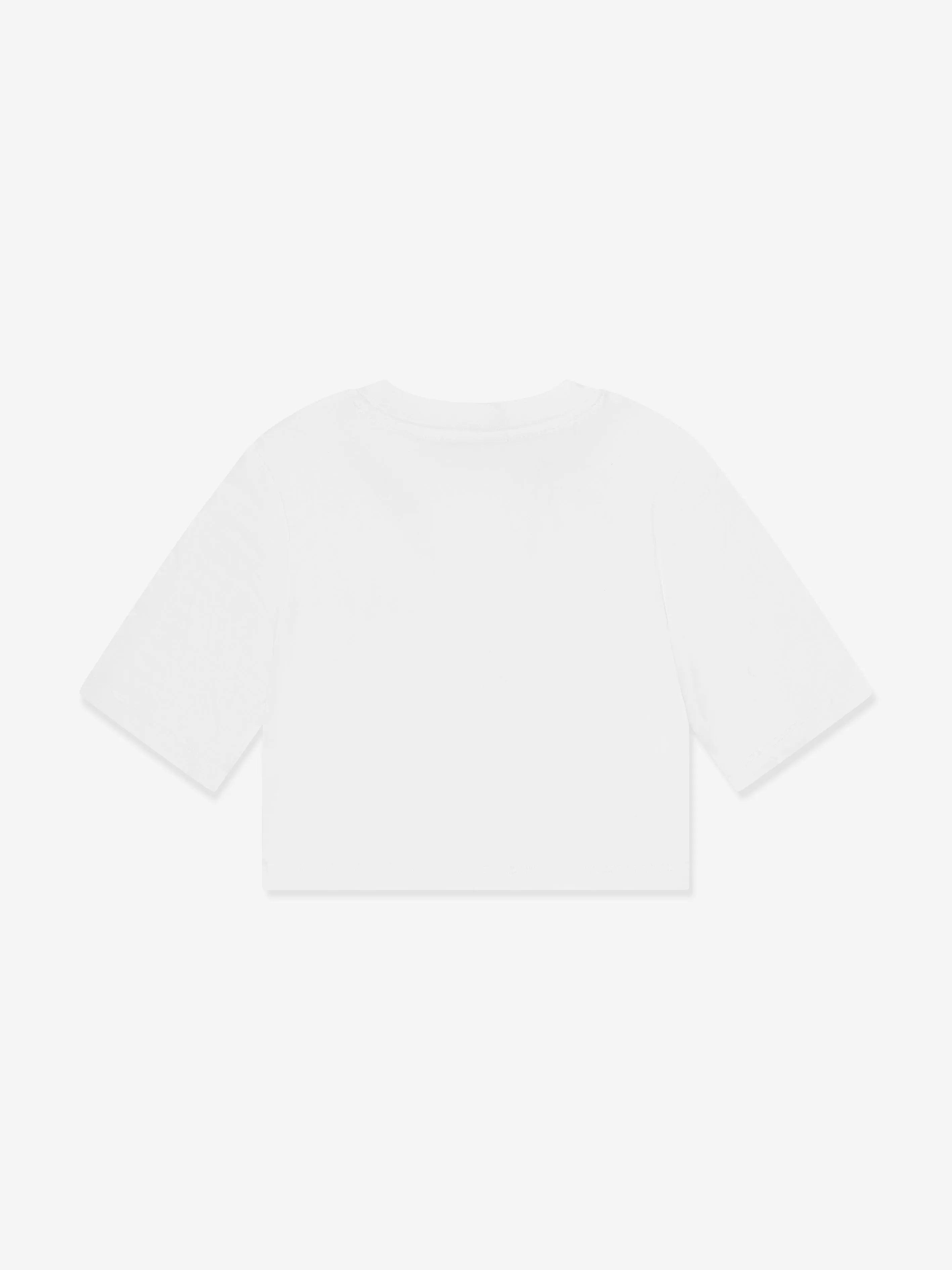 MSGM Girls Cropped Logo T-Shirt in White