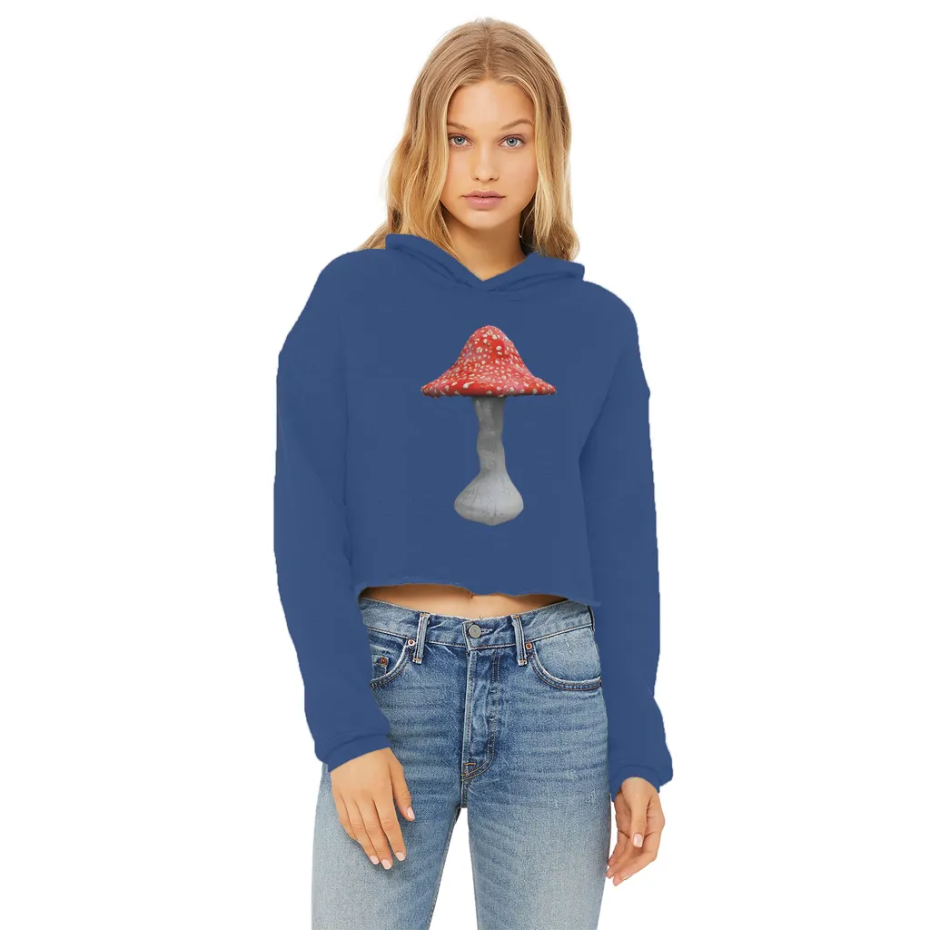 Mushroom2 Ladies Cropped Raw Edge Hoodie