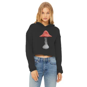 Mushroom2 Ladies Cropped Raw Edge Hoodie