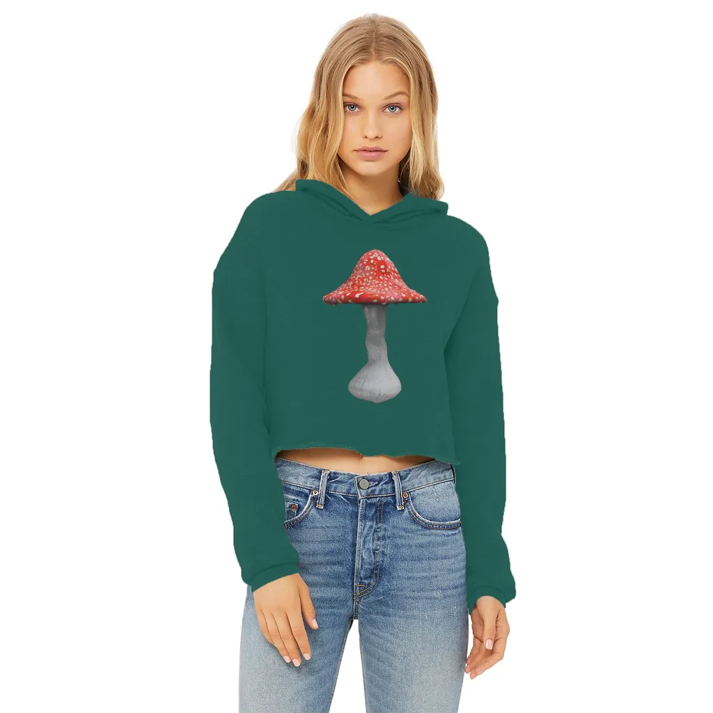 Mushroom2 Ladies Cropped Raw Edge Hoodie