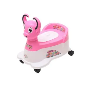 Musical Potty Seat Pink Buffalo Scooter Shape Babies Training with Easy Grip Handles, Wheels, Non-toxic Material Comfortable backseat