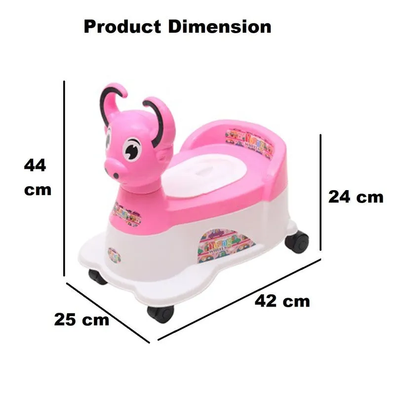 Musical Potty Seat Pink Buffalo Scooter Shape Babies Training with Easy Grip Handles, Wheels, Non-toxic Material Comfortable backseat