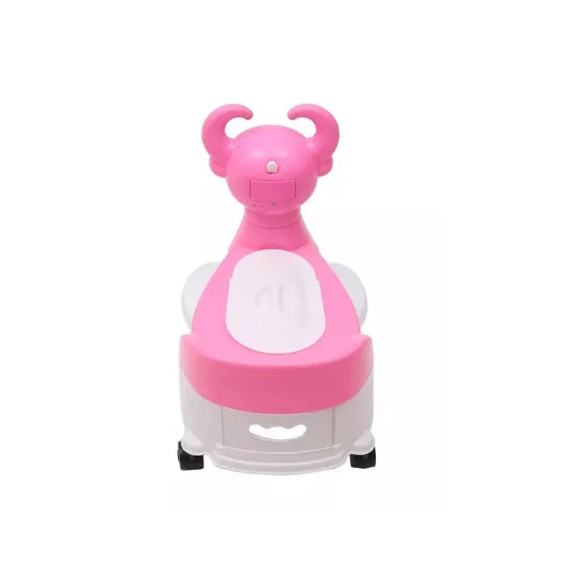 Musical Potty Seat Pink Buffalo Scooter Shape Babies Training with Easy Grip Handles, Wheels, Non-toxic Material Comfortable backseat