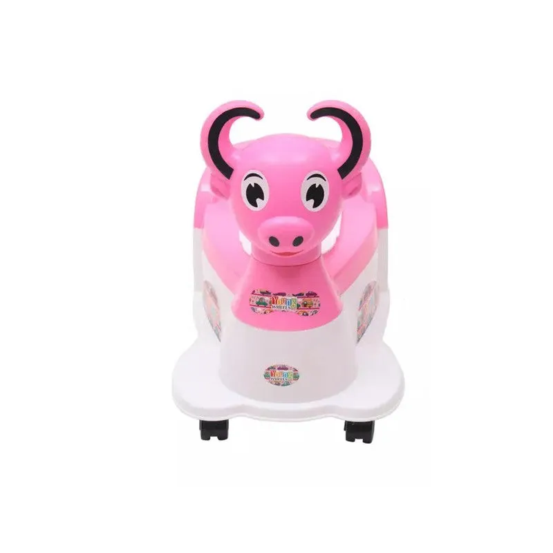 Musical Potty Seat Pink Buffalo Scooter Shape Babies Training with Easy Grip Handles, Wheels, Non-toxic Material Comfortable backseat