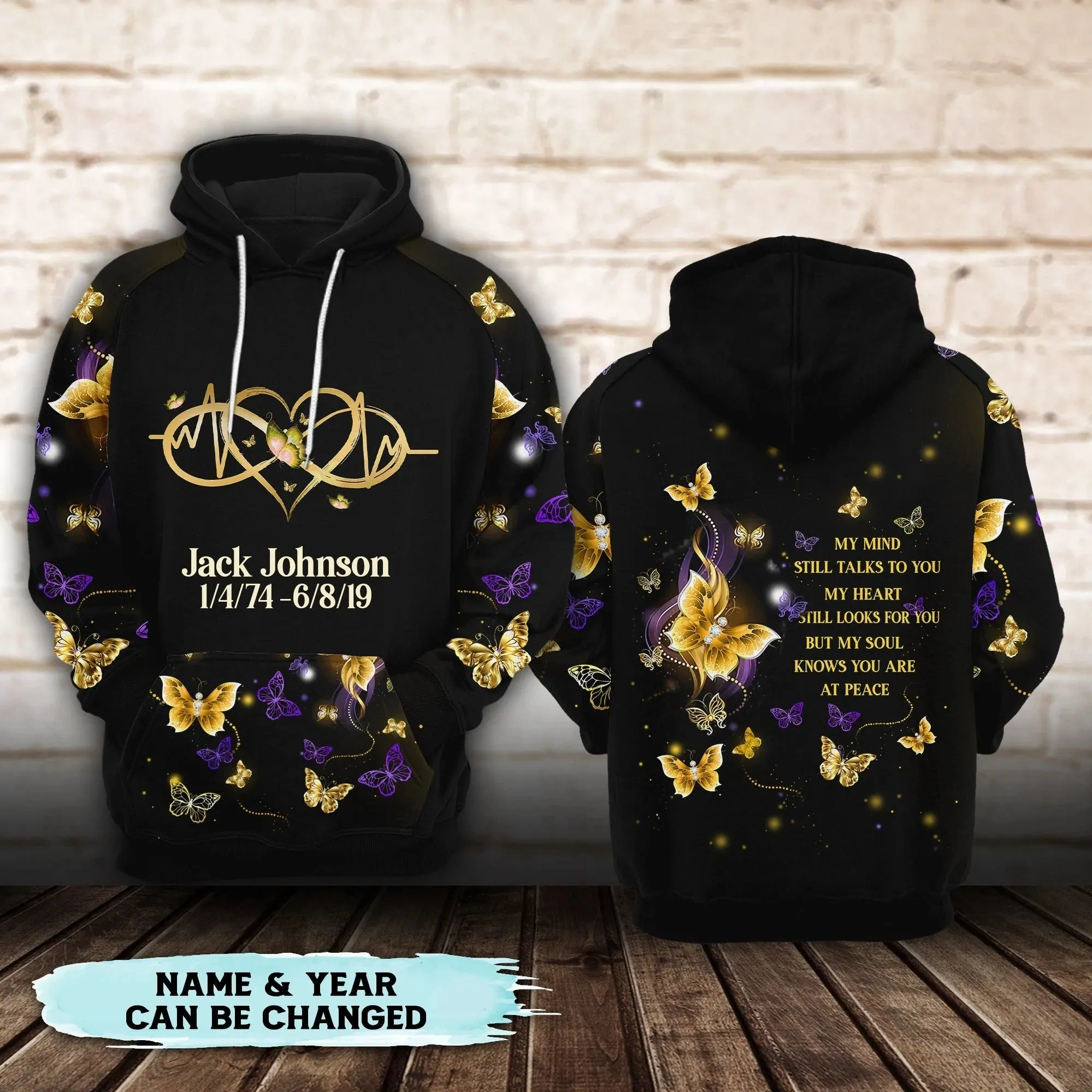 My soul know you are at peace - Personalized All Over Print Hoodie, Sympathy Gift Shirt