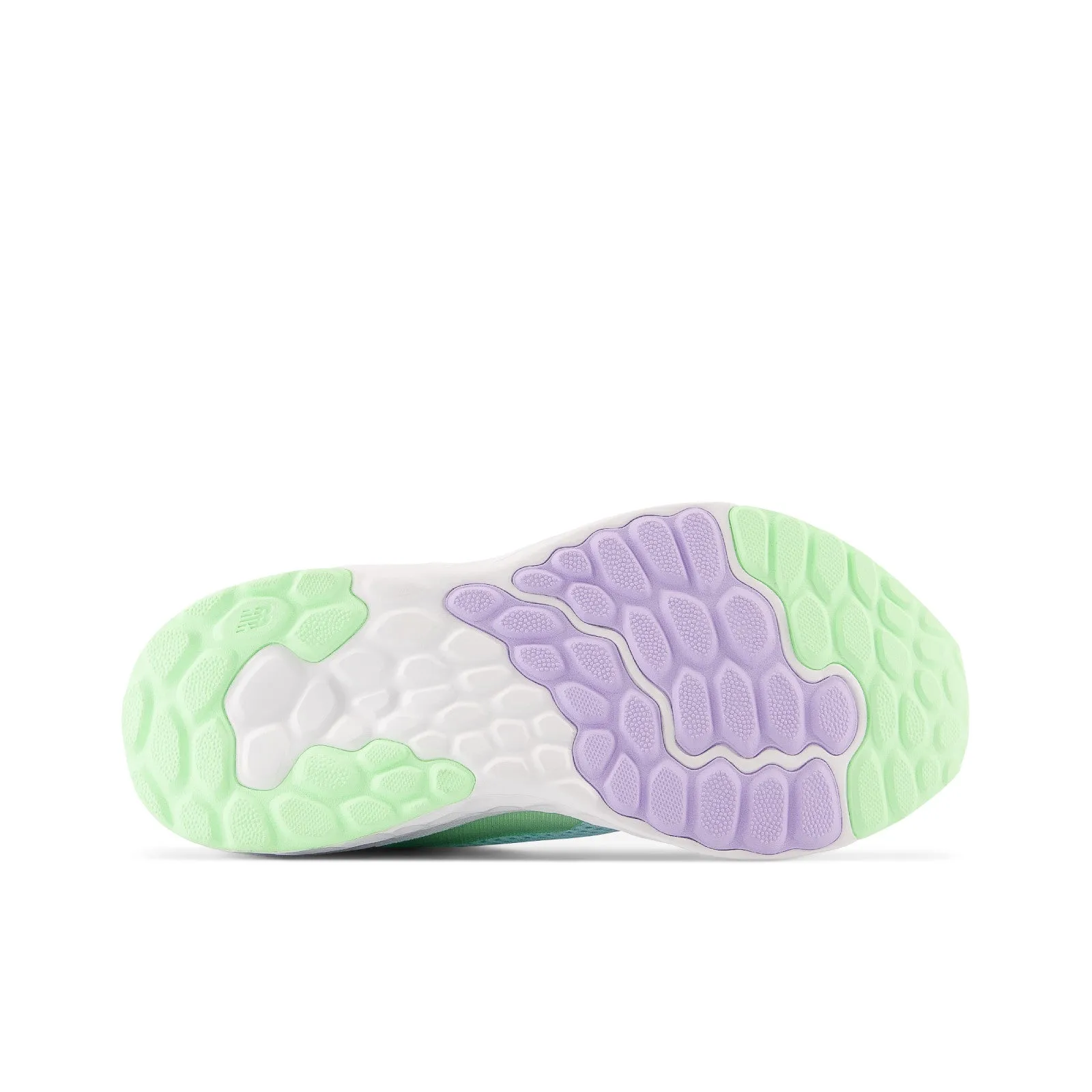 New Balance Kid's Fresh Foam Arishi v4 Bungee Lace with Top Strap in Blue with Green Aura and Lilac Glo