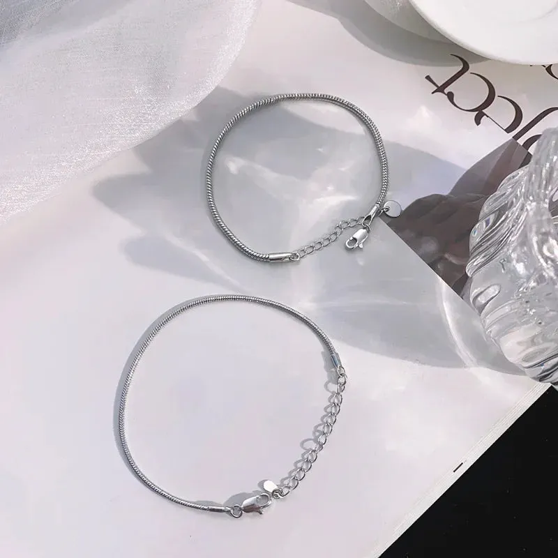 New Romantic Couple Bracelet Couple Style Snake Bone Simple Vegetarian Chain Valentine's Day Gift Male and Female Boho Evil Eye