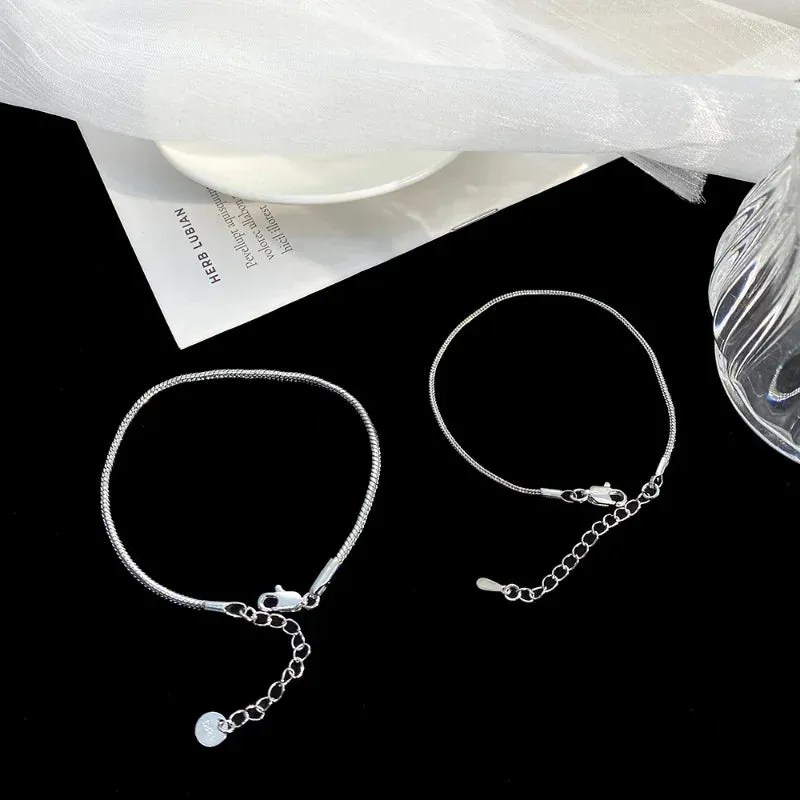 New Romantic Couple Bracelet Couple Style Snake Bone Simple Vegetarian Chain Valentine's Day Gift Male and Female Boho Evil Eye
