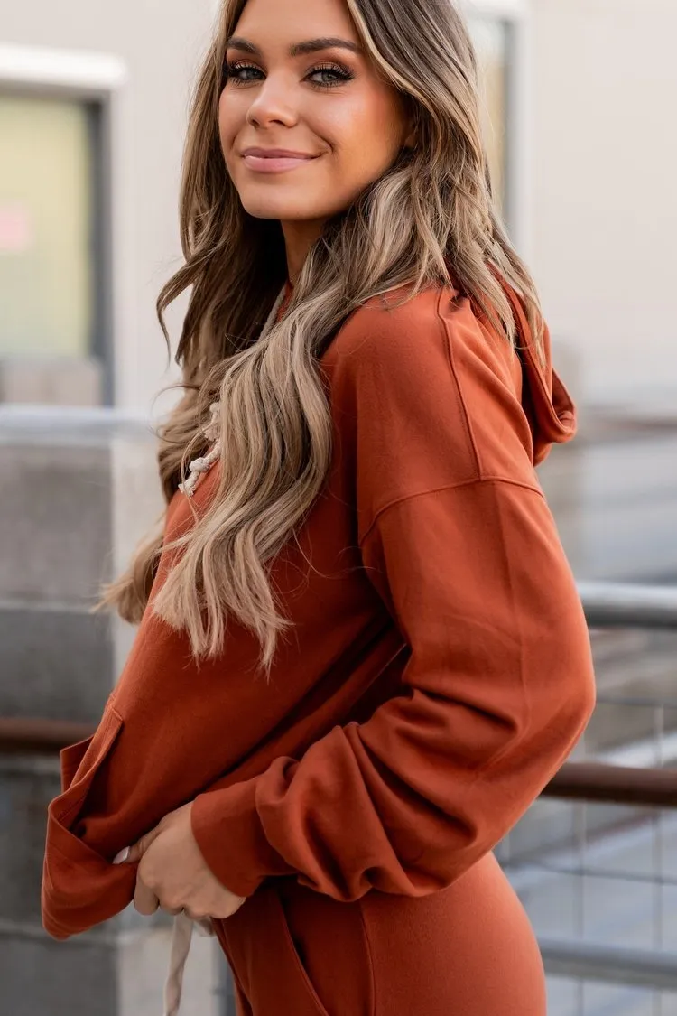 Performance Fleece University Hoodie - Burnt Orange