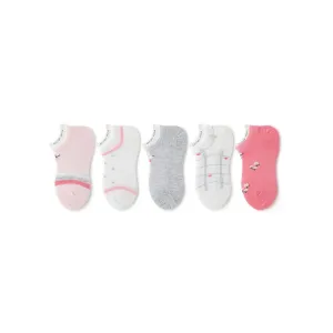 Petals Falling Thin Mesh Breathable Girl 5pcs Ankle Socks Set
