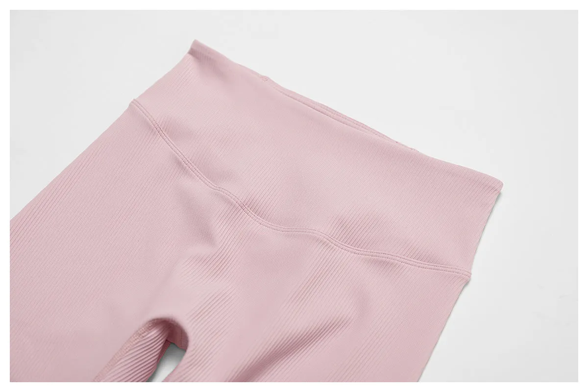 Ribbed High-Waist Sculpting Yoga Shorts