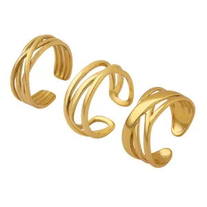 Romantic European and American Cross C-shaped Open Ring Set with Wind-Resistant Stacked Rings - Couple's Eternal Love Ring
