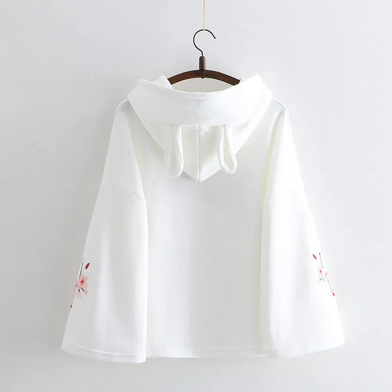 Sakura Bunny Embroidered Hoodie