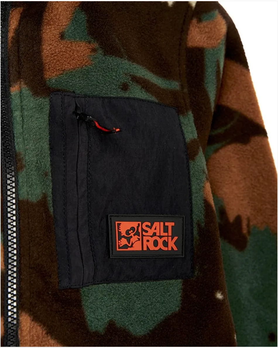 Saltrock  Communicado - Kids Camo Zip Fleece - Dark Green
