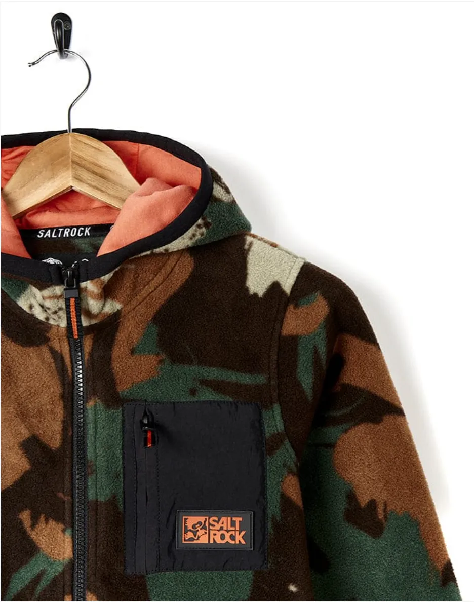 Saltrock  Communicado - Kids Camo Zip Fleece - Dark Green