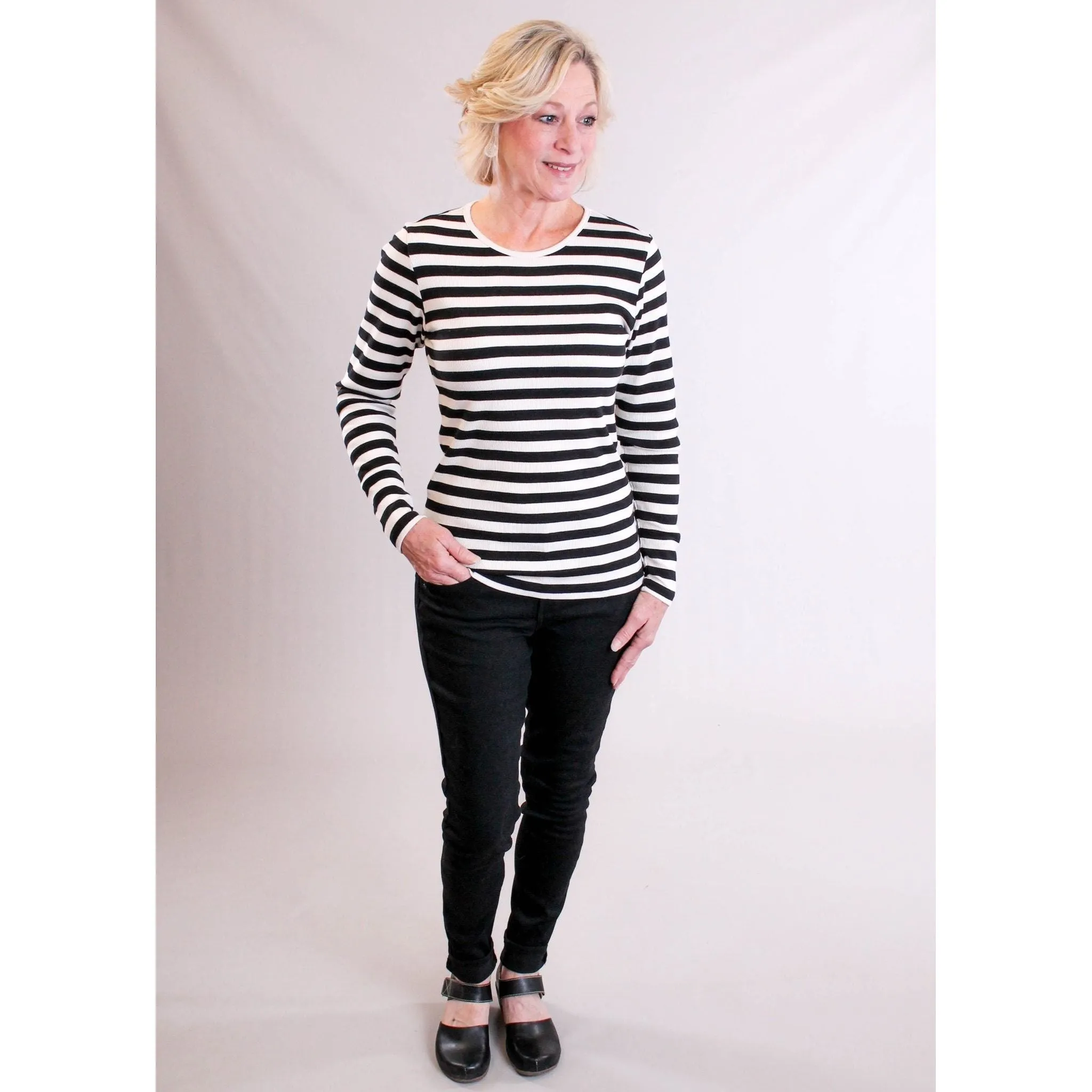 Soya Concept Long Sleeve Tee Shirt with Stripes