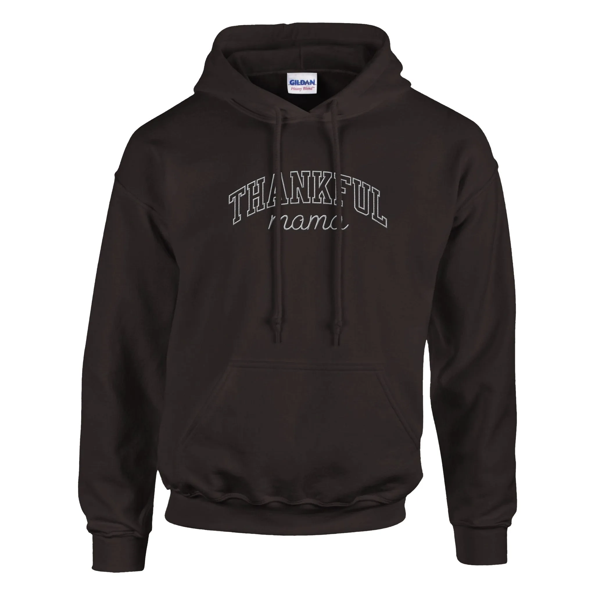Thankful Mama Embroidered Cozy Hoodie (white stitches)