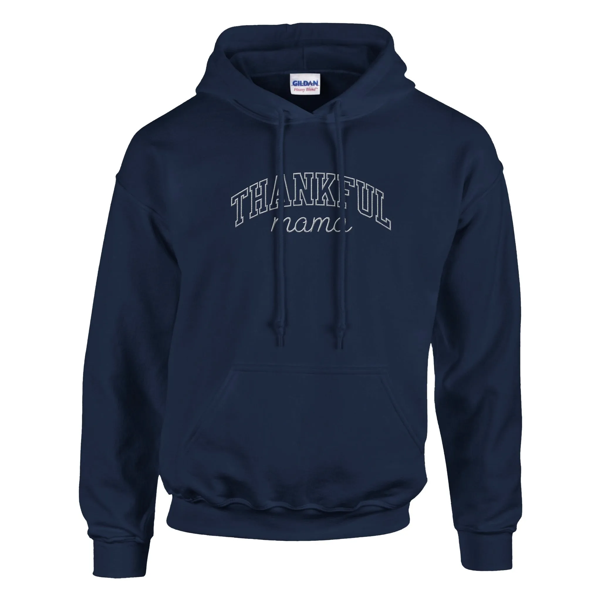 Thankful Mama Embroidered Cozy Hoodie (white stitches)