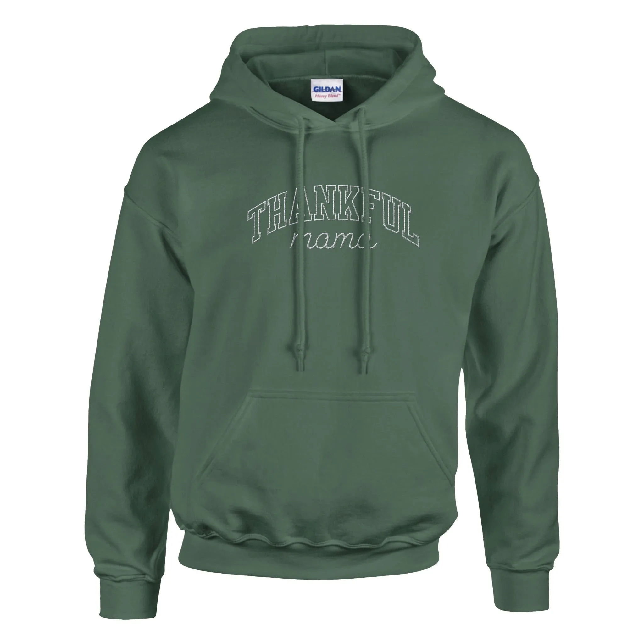 Thankful Mama Embroidered Cozy Hoodie (white stitches)