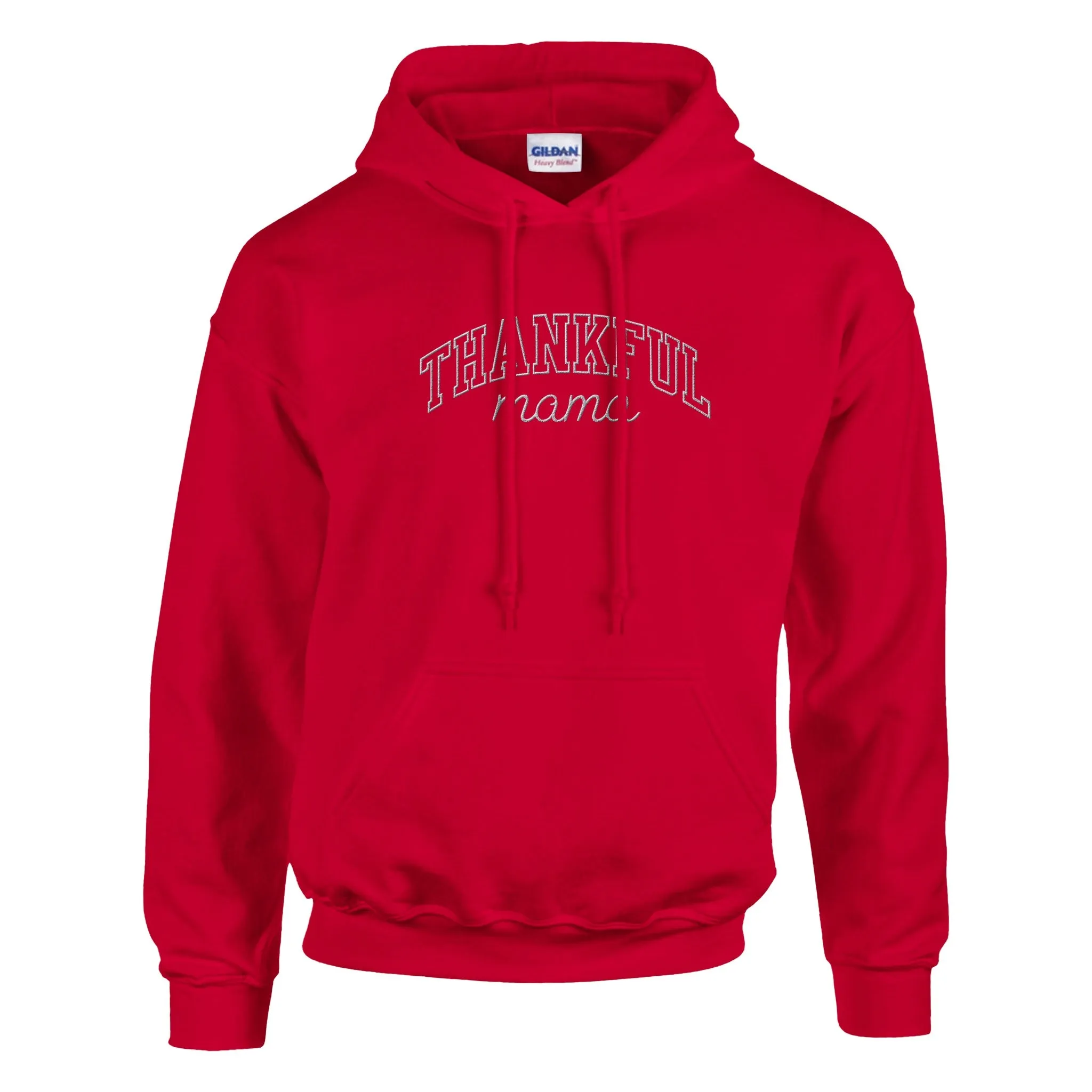 Thankful Mama Embroidered Cozy Hoodie (white stitches)