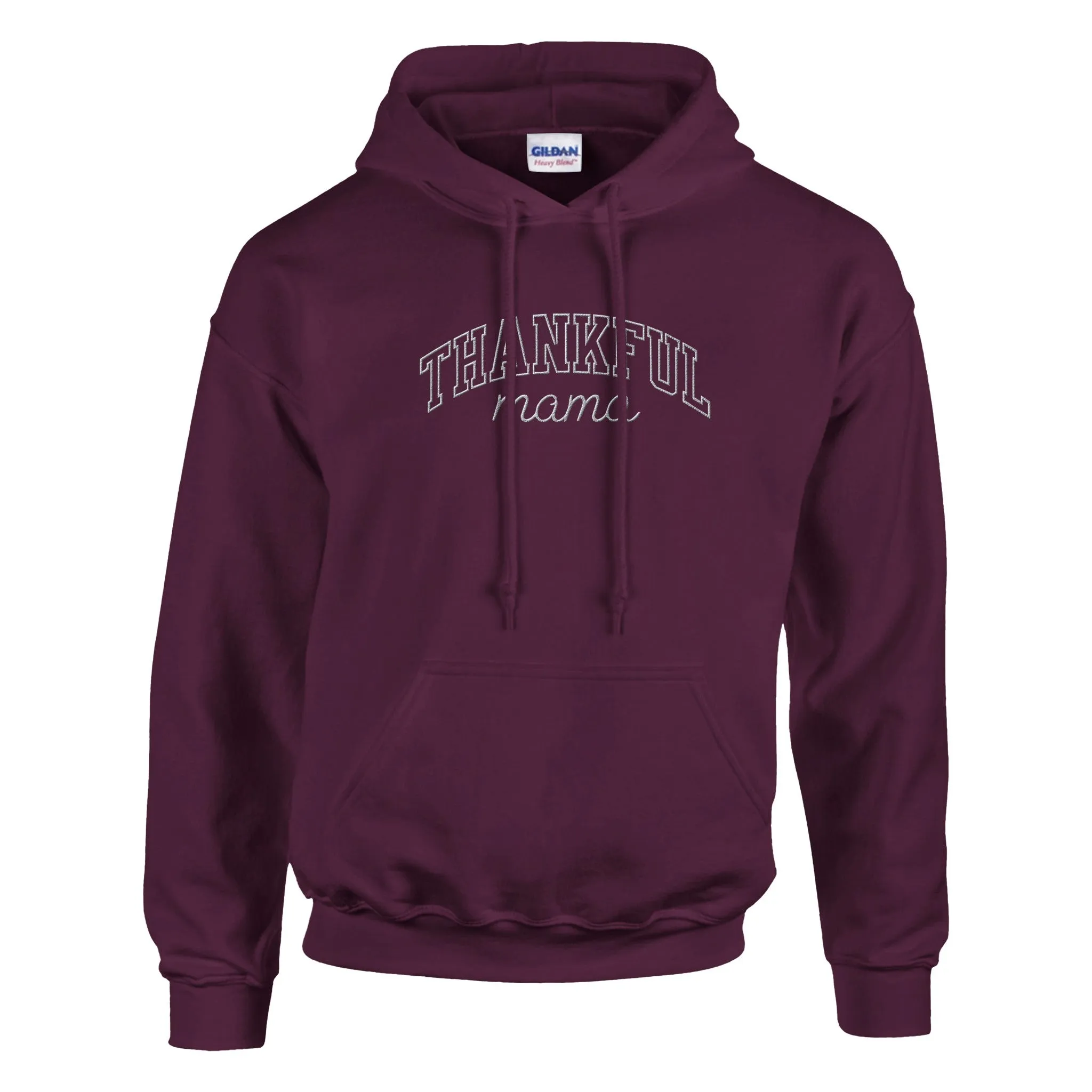 Thankful Mama Embroidered Cozy Hoodie (white stitches)