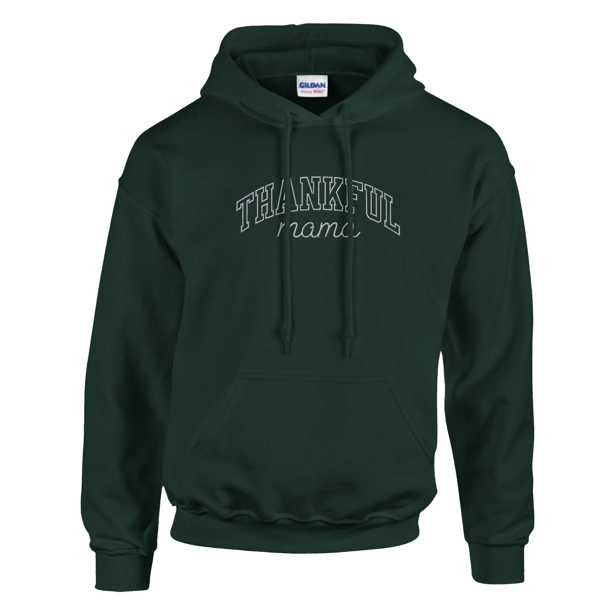 Thankful Mama Embroidered Cozy Hoodie (white stitches)
