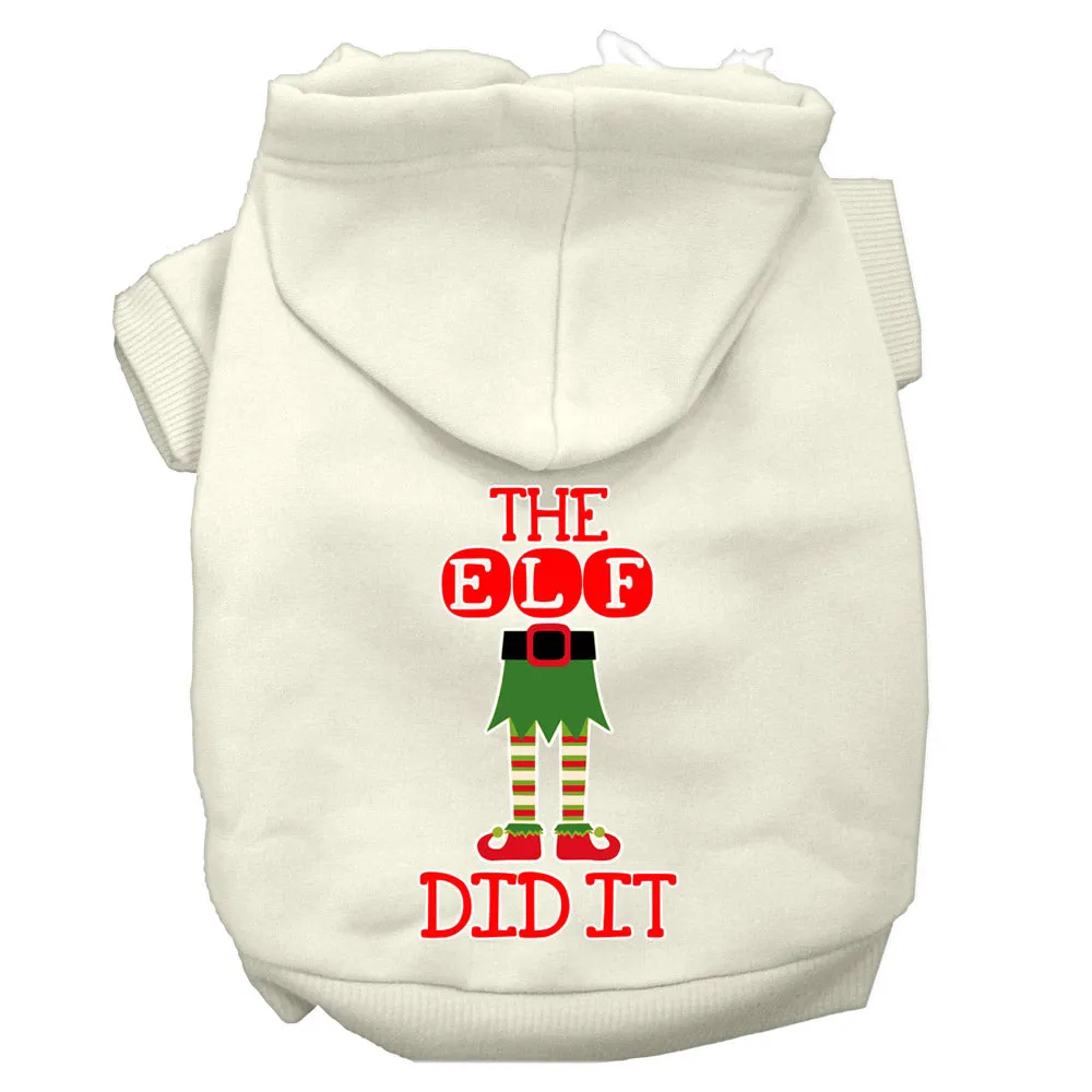 The Elf Did It Screen Print Dog Hoodie Cream Xxl