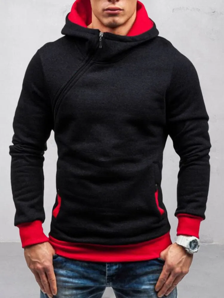 Trendy Slant zipper Hoodie