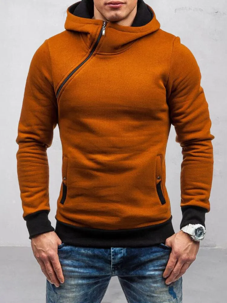 Trendy Slant zipper Hoodie