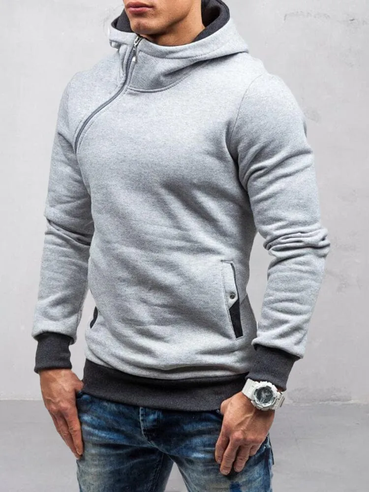Trendy Slant zipper Hoodie