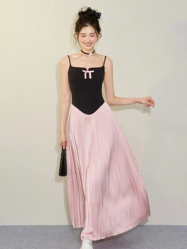 [UNDERPASS] Ribbon Love Blackpink Color Match Midi Dress