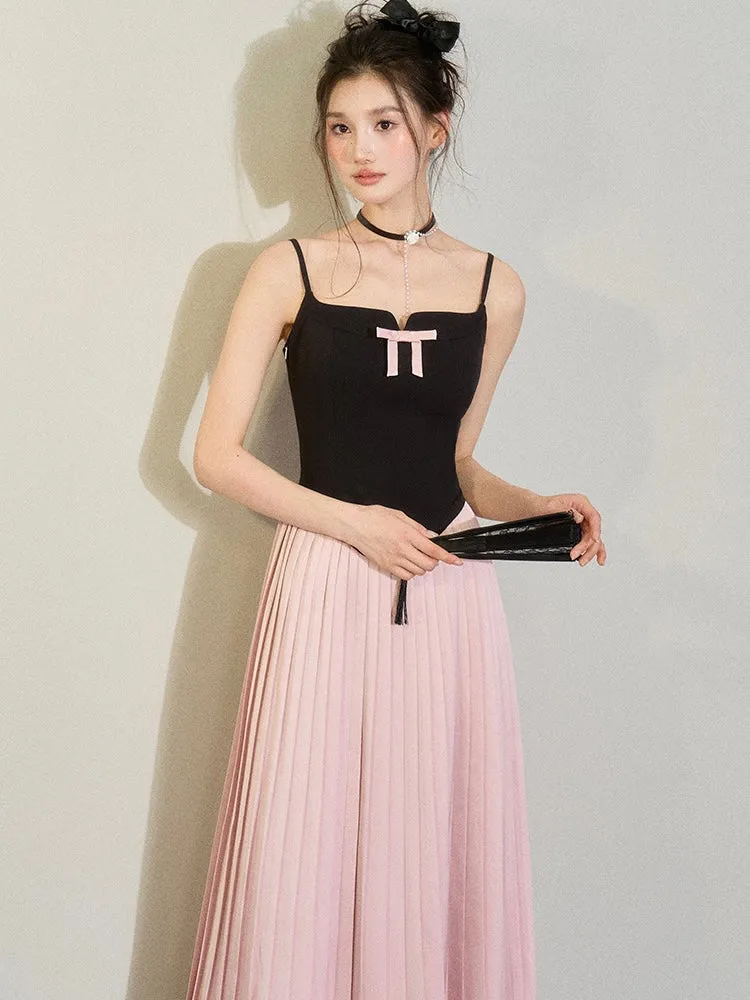[UNDERPASS] Ribbon Love Blackpink Color Match Midi Dress