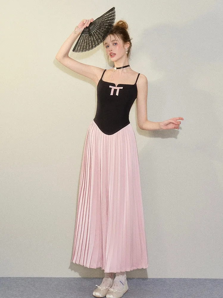 [UNDERPASS] Ribbon Love Blackpink Color Match Midi Dress