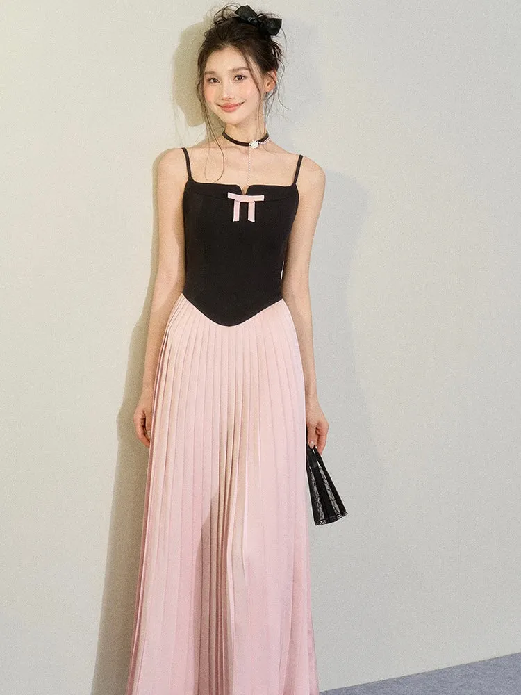 [UNDERPASS] Ribbon Love Blackpink Color Match Midi Dress