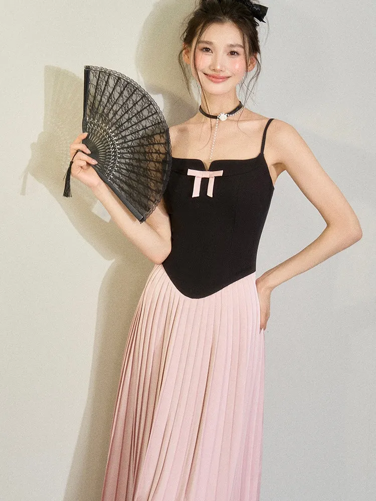 [UNDERPASS] Ribbon Love Blackpink Color Match Midi Dress