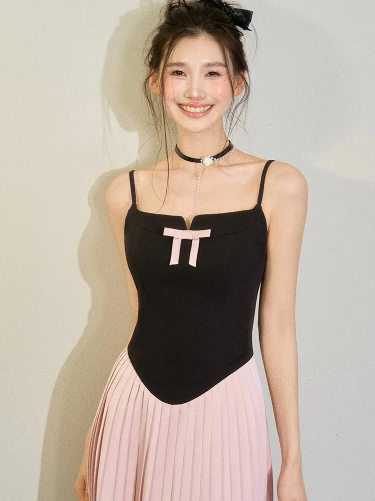 [UNDERPASS] Ribbon Love Blackpink Color Match Midi Dress