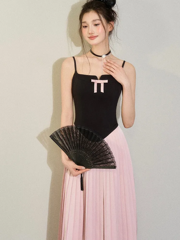 [UNDERPASS] Ribbon Love Blackpink Color Match Midi Dress