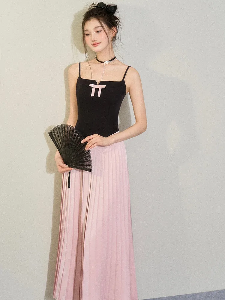 [UNDERPASS] Ribbon Love Blackpink Color Match Midi Dress
