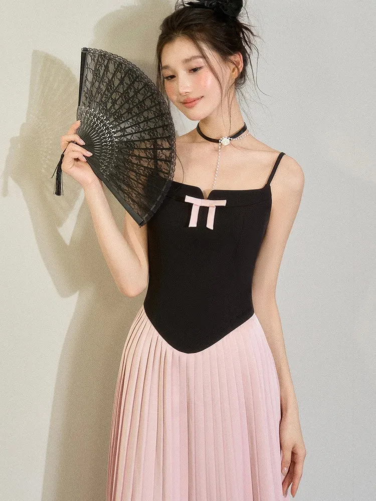 [UNDERPASS] Ribbon Love Blackpink Color Match Midi Dress