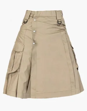 VELCRO STRAP KHAKI FASHION UTILITY KILT