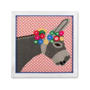 Wall Art - Donkey Embroidered Framed
