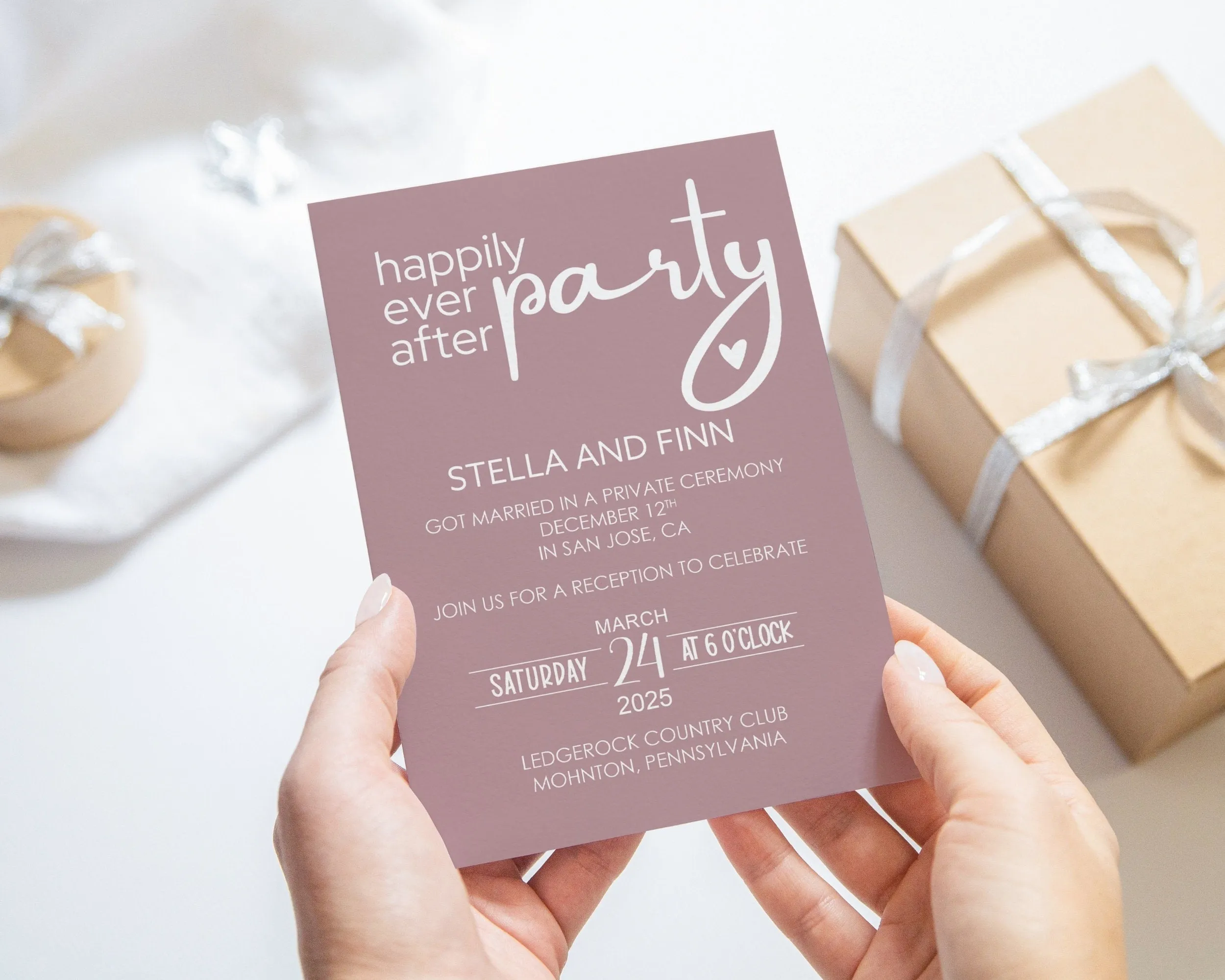 Whispering Lilac Invitations for Happily Ever After Reception Personalized