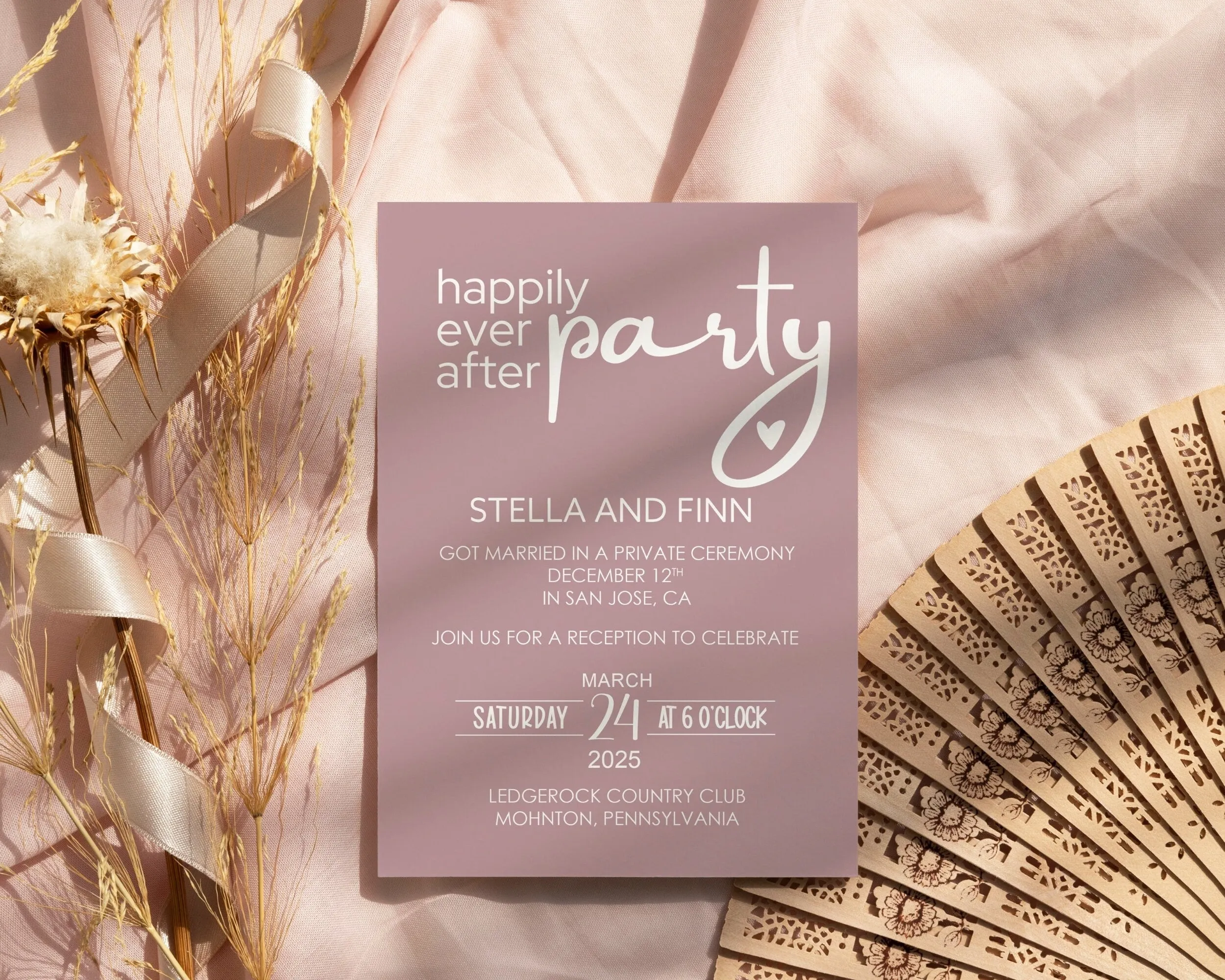 Whispering Lilac Invitations for Happily Ever After Reception Personalized