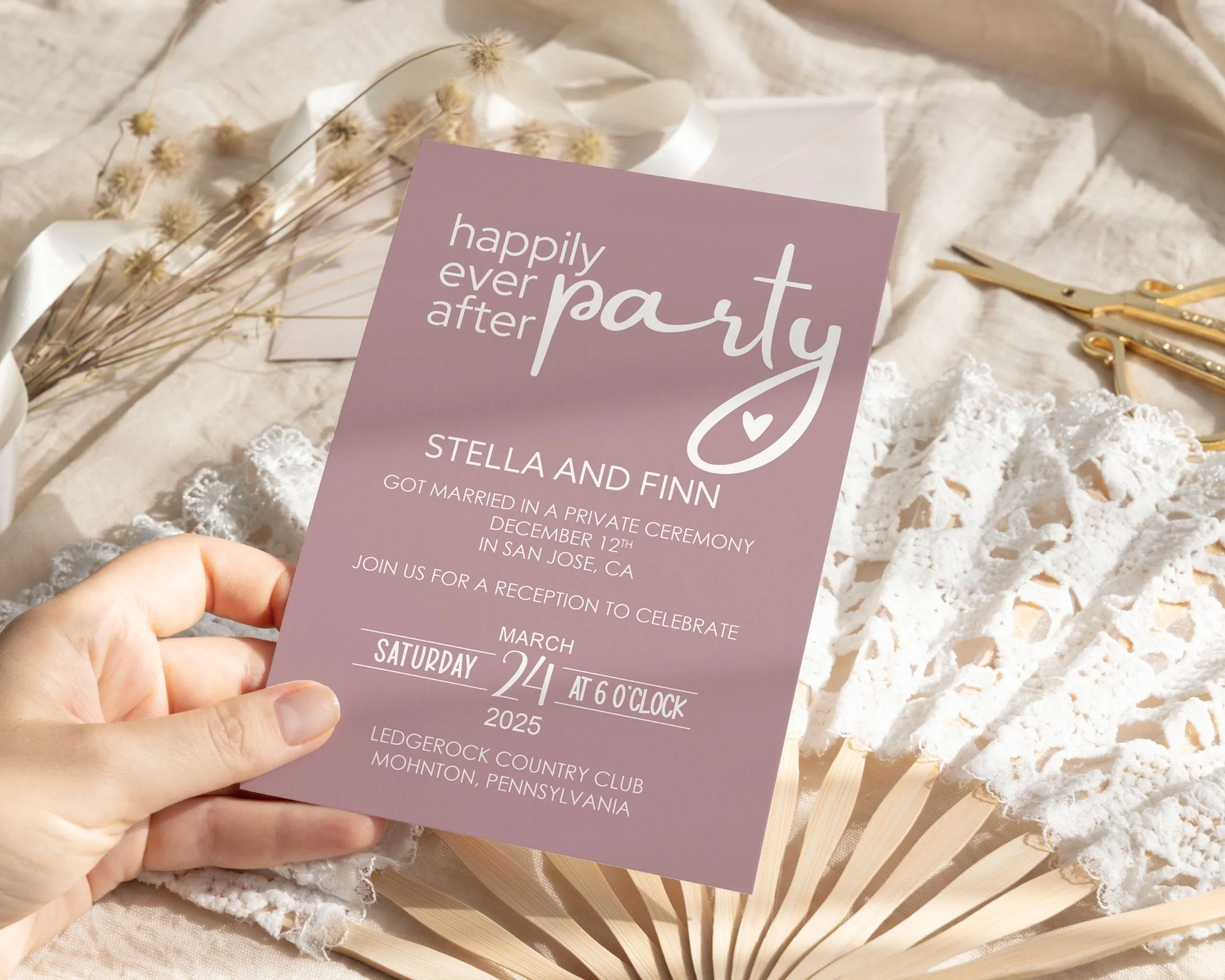 Whispering Lilac Invitations for Happily Ever After Reception Personalized