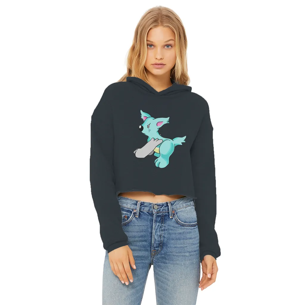Wolfin Ladies Cropped Raw Edge Hoodie
