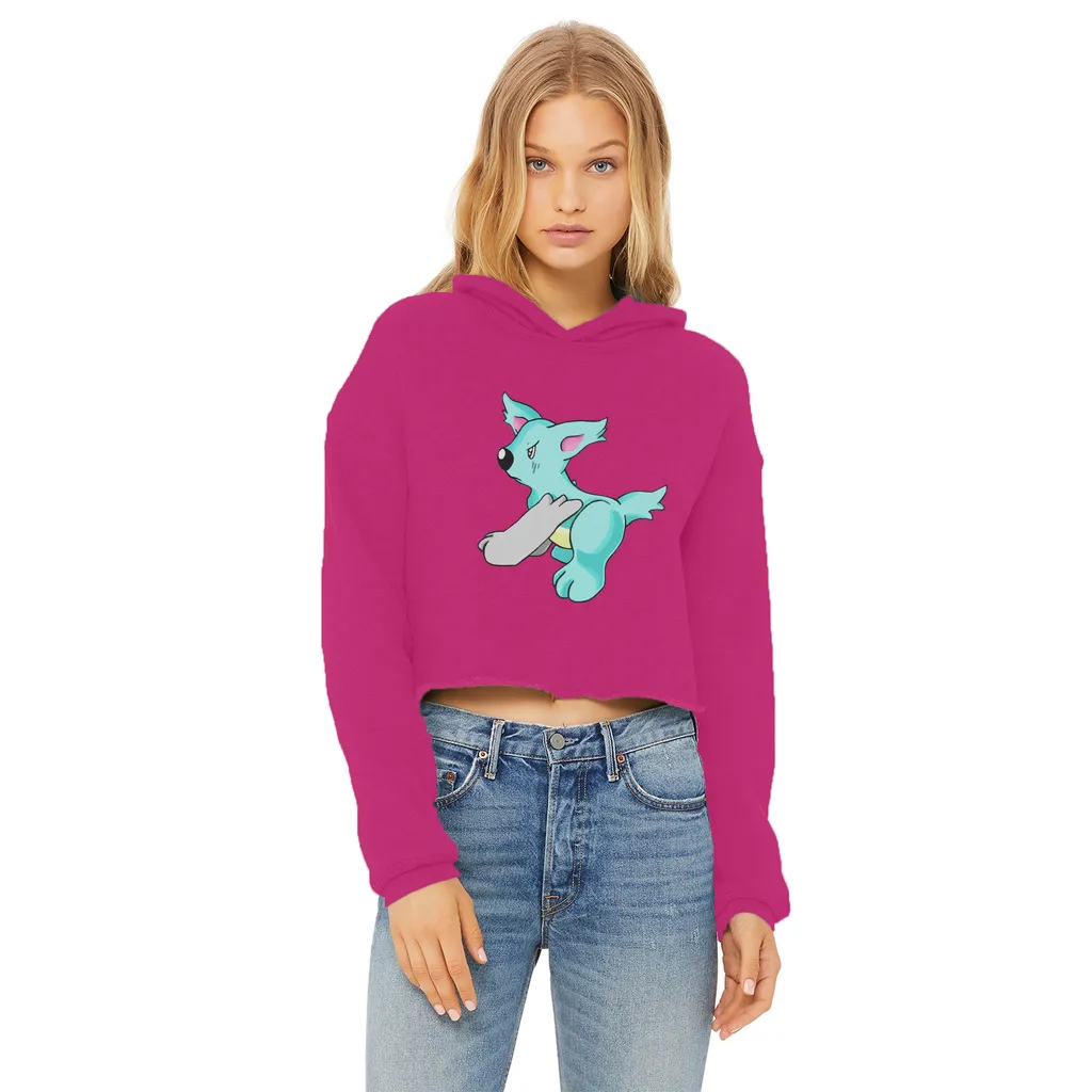 Wolfin Ladies Cropped Raw Edge Hoodie