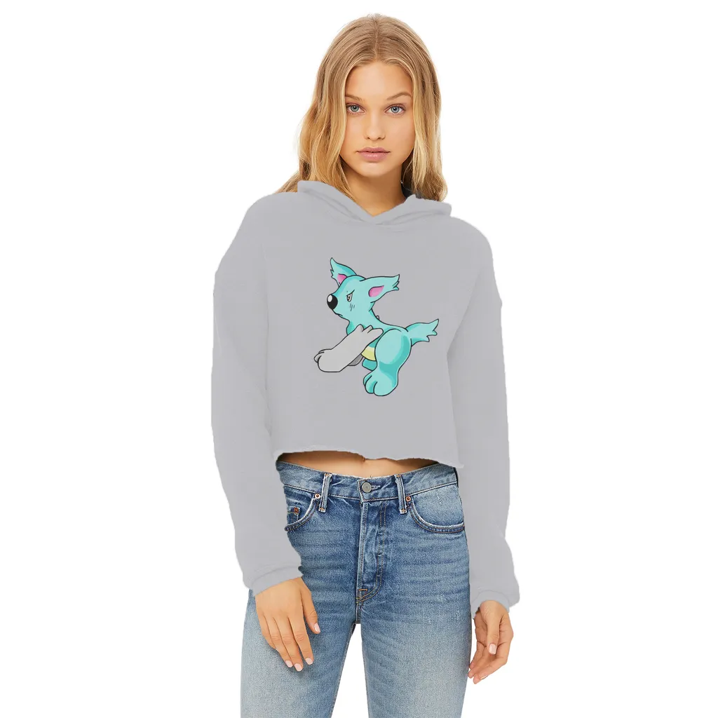Wolfin Ladies Cropped Raw Edge Hoodie
