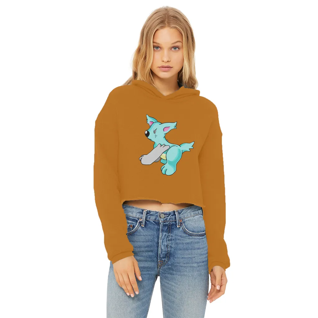 Wolfin Ladies Cropped Raw Edge Hoodie