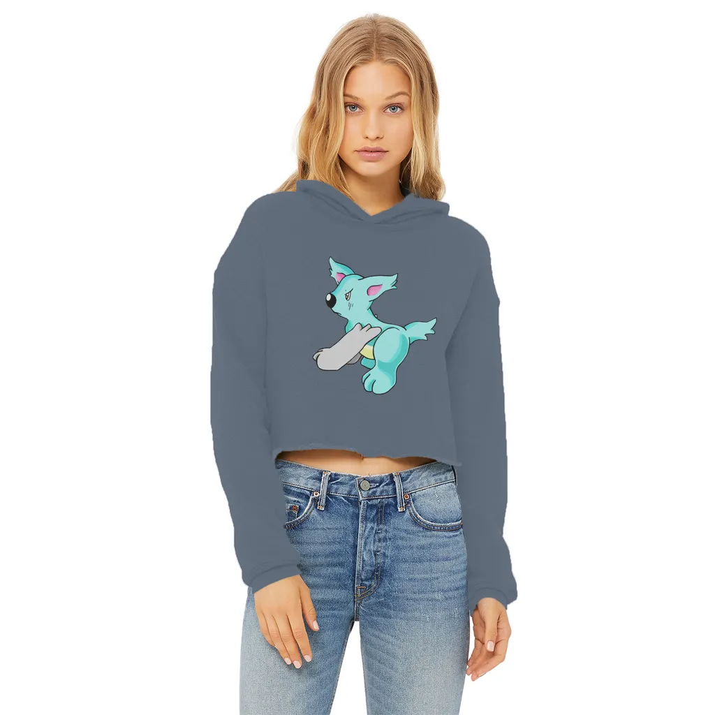 Wolfin Ladies Cropped Raw Edge Hoodie
